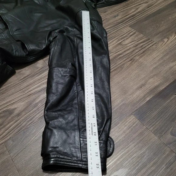 Vintage 90’s Pelle Club Hooded Black Genuine Leather Jacket M Mobwife Heavy - Picture 11 of 11